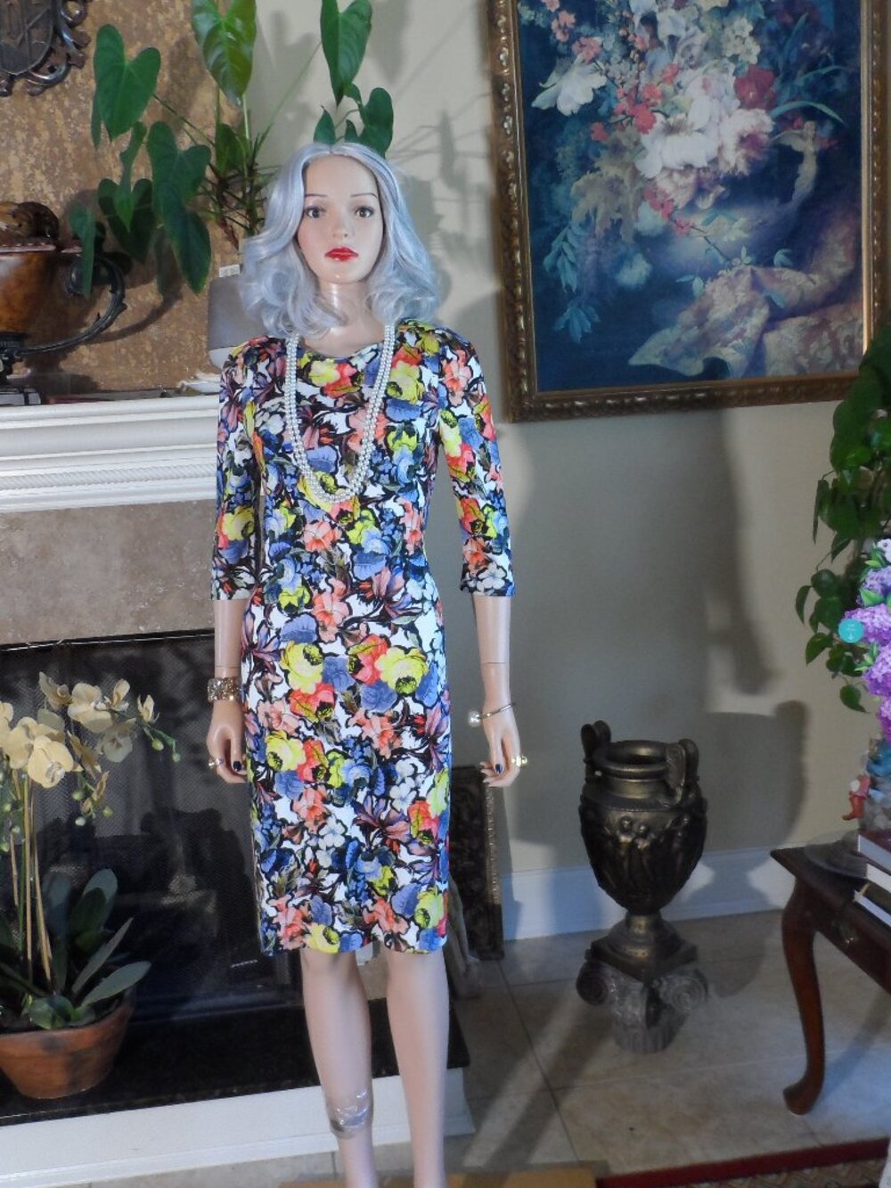 Erdem Wilhemina Multicolor Floral Print Sheath Dress Size US 10